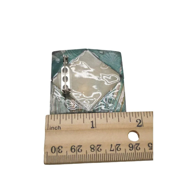 Artisan Enamel Brooch With Abstract Face Design Star Accents - Picture 5 of 5